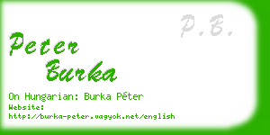peter burka business card