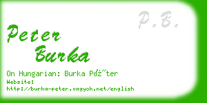 peter burka business card